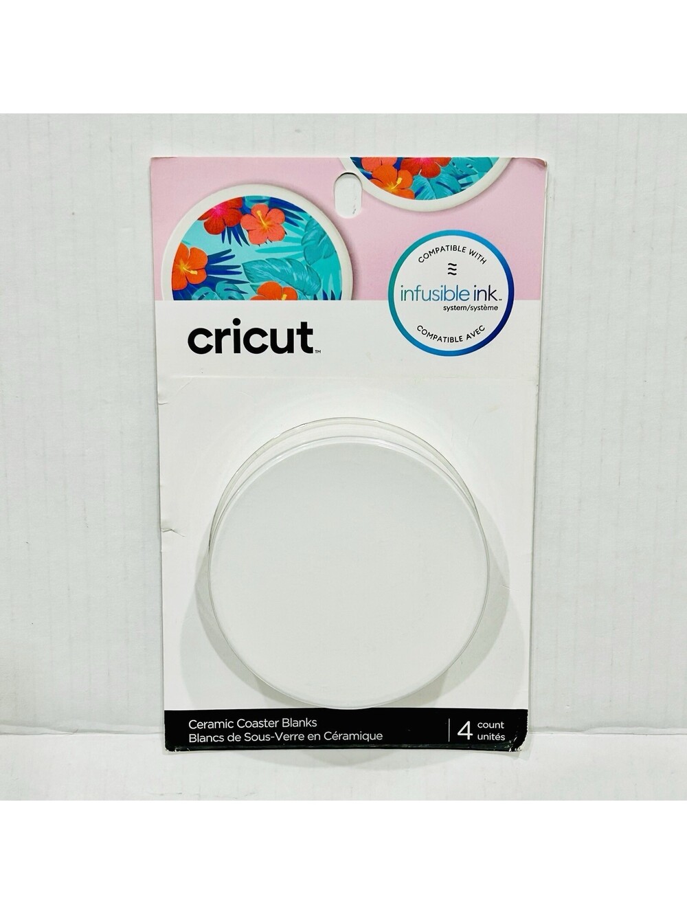 Cricut Ceramic Coaster Blanks Round 4 Count -Use With Cricut Brand Infusible Ink